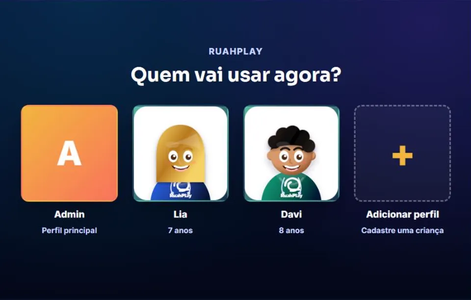Profile selection on the real platform, using a demonstration account.